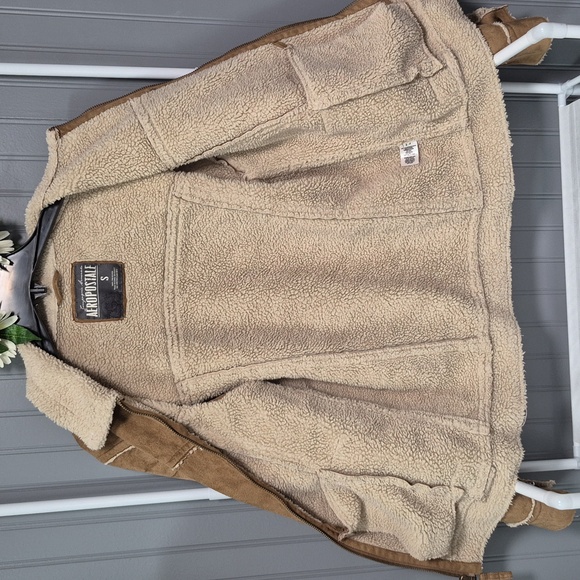 Aeropostale Faux Suede Jacket with Shearling Collar - Picture 3 of 12